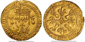 Louis XII gold Ecu d'Or au porcépic de Bretagne ND (1498-1515) AU58 NGC, Fr-329, Dup-657. 3.44gm. LV∂OVICVS: ∂: GR: FRANCOR: RЄX: BRITON: ∂VX crowned ...
