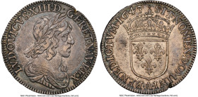 Louis XIII 1/4 Ecu 1643-A (Point) AU50 NGC, Paris mint, KM134.1, Gad-48, Dup-1351. Draped and cuirassed bust, Point variety. HID09801242017 © 2024 Her...