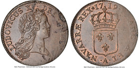 Louis XV Sol 1719-A MS62 Brown NGC, Paris mint, KM439.1, Gad-276. A near-Choice John Law emission, encroaching on the higher echelons of the NGC censu...
