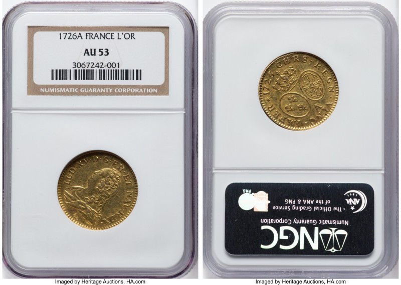 Louis XV gold Louis d'Or 1726-A AU53 NGC, Paris mint, KM489.1, Fr-461. HID098012...