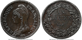Republic bronzed pewter Decime ND (Undated) AU58 Brown NGC, KM-Unl, Maz-308 (R4). By Dupre. Mazard designates this type as "R4" indicating it as an "e...