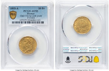 Napoleon gold "Les Cent Jours" 20 Francs 1815-A AU53 PCGS, Paris mint, KM705.1, Gad-1025a, F-516.43. A prime example of this type, limited only by the...