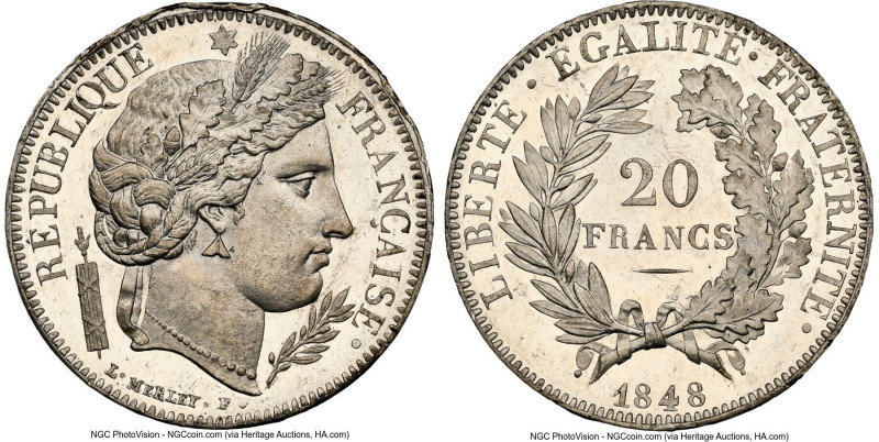 Republic white metal Essai 20 Francs 1848 MS64 NGC, Paris mint, Maz-1207A (R1). ...