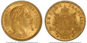 Napoleon III gold 20 Francs 1865-BB MS64 PCGS, Strasbourg mint, KM801.2, Gad-1062. HID09801242017 © 2024 Heritage Auctions | All Rights Reserved www.H...