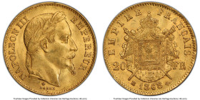Napoleon III gold 20 Francs 1868-BB MS64 PCGS, Strasbourg mint, KM801.2, Gad-1062, F-532. HID09801242017 © 2024 Heritage Auctions | All Rights Reserve...