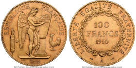 Republic gold 100 Francs 1910-A AU58 NGC, Paris mint, KM858, Fr-590. Virtually Mint State preservation. HID09801242017 © 2024 Heritage Auctions | All ...