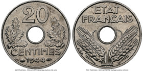 Vichy Regime zinc 20 Centimes 1944 MS64 NGC, Paris mint, KM900.2, Gad-322. Ex. Wade Hinderling HID09801242017 © 2024 Heritage Auctions | All Rights Re...