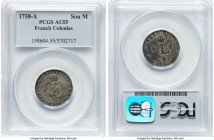 Louis XV Sou Marque 1758-A AU55 PCGS, Paris mint, KM500.1. HID09801242017 © 2024 Heritage Auctions | All Rights Reserved www.HA.com/TexasAuctioneerLic...
