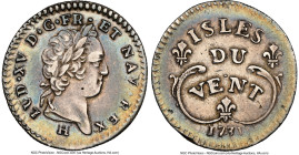French Colony - Isles du Vent. Louis XV 12 Sols 1731-H XF45 NGC, La Rochelle mint, KM-C2, Lec-8. An attractive offering blessed by fawn and forest ton...