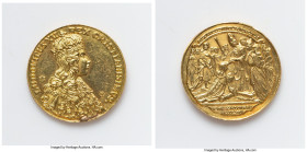 "The Christening of Louis XV" gold Medal ND (1723)-Dated AU, 21mm. Minor chatter in the obverse fields yet boasts a firm strike and ample luster. HID0...