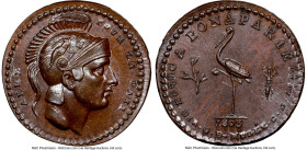 "Negotiations With Britain" bronze Medal 1803-Dated MS67 Brown NGC, Bramsen-267. 14mm. By Denon. A small but mighty medal, possessing distinctive devi...