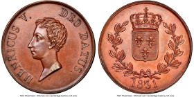 Henry V Pretender bronze Medallic 5 Francs 1831 MS63 Brown NGC, VG-2689. Bronze Variety. 37mm. A fascinating Choice offering featuring the Effigy of H...