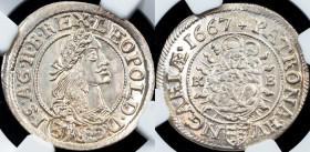 Leopold I., 3 Kreuzer 1667, KB, Kremnitz