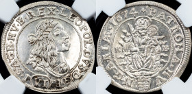 Leopold I., 6 Kreuzer 1674, KB, Kremnitz TOP POP