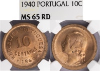República Portuguesa - 10 Centavos 1940, NGC MS 65RD, A.G:09.06