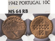 República Portuguesa - X Centavos 1942, NGC MS64RD, A.G:10.01