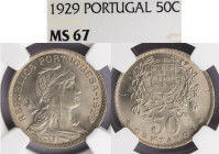 República Portuguesa - 50 Centavos 1929, NGC MS 67, A.G:20.03