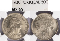 República Portuguesa - 50 Centavos 1930, NGC MS 65, A.G:20.04