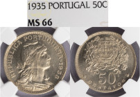 República Portuguesa - 50 Centavos 1935, NGC MS 66, A.G:20.06