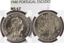 República Portuguesa - 1 Escudo 1940, NGC MS 67, A.G:25.08