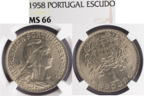 República Portuguesa - 1 Escudo 1958, NGC MS 66, A.G:25.15