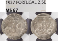 República Portuguesa - 2$50 1937, NGC MS67, A.G:30.03, Top Grade, Melhor Exemplar Conhecido pela NGC