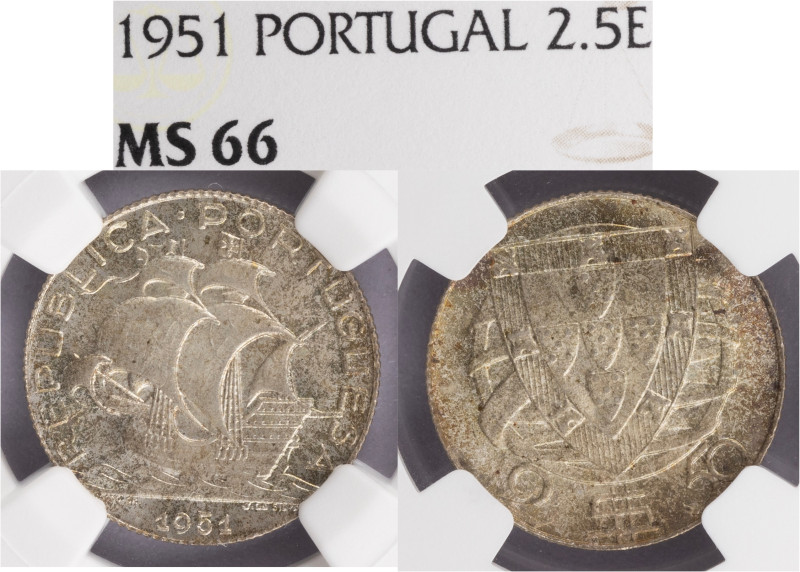 República Portuguesa - 2$50 1951, NGC MS66, A.G:30.12
