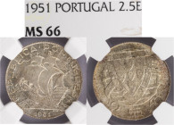 República Portuguesa - 2$50 1951, NGC MS66, A.G:30.12