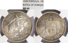 República Portuguesa - 10 Escudos 1928, NGC MS66, A.G:42.01, apenas 1 exemplar em melhor estado pela NGC