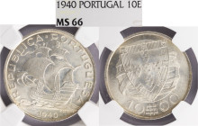 República Portuguesa - 10 Escudos 1940, NGC MS 66, A.G:43.05