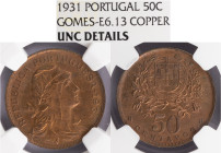 Ensaio e Prova - 50 Centavos 1931, NGC Unc Details Cleaned, &nbsp;