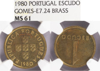 Ensaio e Prova - 1 Escudo 1980, NGC MS61, A.G:E7.24