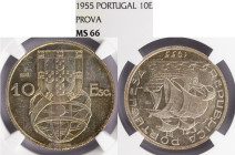 Ensaio e Prova - 10 Escudos 1955 Prova, NGC MS 66, Falta no Alberto Gomes
