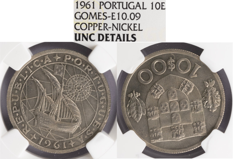 Ensaio e Prova - 10 Escudos 1961, NGC UNC Details Rim Damage