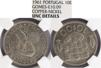 Ensaio e Prova - 10 Escudos 1961, NGC UNC Details Rim Damage