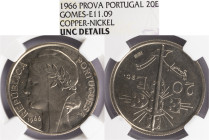 Ensaio e Prova - 20 Escudos 1966 Cupro Niquel Prova Incusa NGC UNC Details Spot Removals, A.G:E11.09