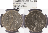 Ensaio e Prova - 20 Escudos 1966 Prova Incusa Cupro Niquel, NGC MS63, A.G:E11.12