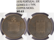 Ensaio e Prova - 20 Escudos 1970 , NGC MS63, A.G:E11.VARIANTE