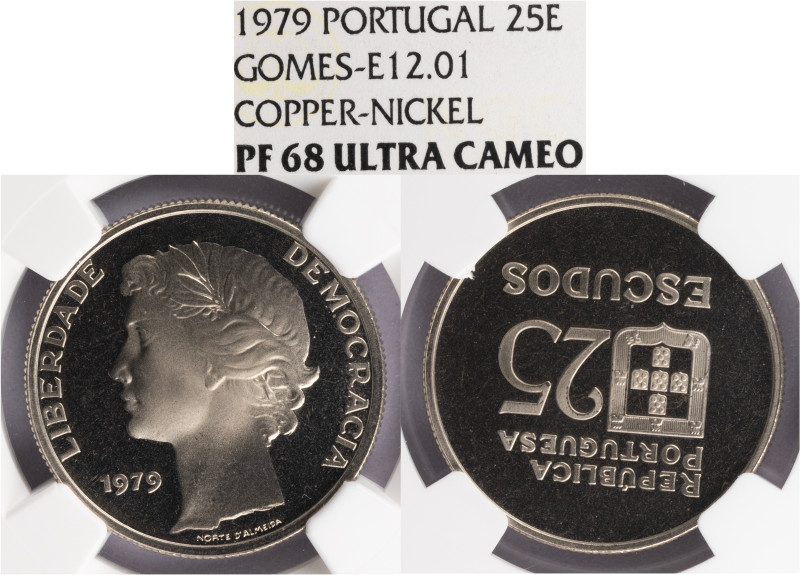 Ensaio e Prova - 25 Escudos 1979 Proof, NGC PF 68 Ultra Cameo, A.G:E12.01