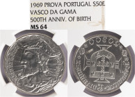 Ensaio e Prova - 50 Escudos 1969 Prova Incusa, NGC MS64, A.G:E13.04