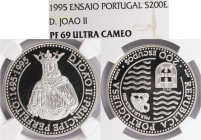 Ensaio e Prova - 200 Escudos 1995 Ensaio em Relevo, NGC PF 69 Ultra Cameo, Falta no Alberto Gomes