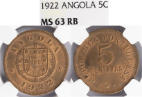 Angola - 5 Centavos 1922, NGC MS 63RB, A.G:06.02