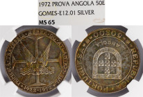 Angola - 50 Escudos 1972 Prova em Relevo, NGC MS65, A.G:E9.01, Extremamente Rara&nbsp;