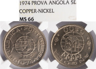 Angola - 5 Escudos 1974 Prova, NGC MS 66, A.G:E6.02