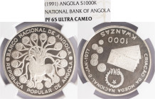 Angola Independente - 1000 Kwanzas 1991, NGC PF 65 Ultra Cameo