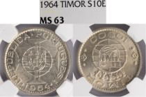 Timor - 10 Escudos 1964, NGC MS63, A.G:15.01