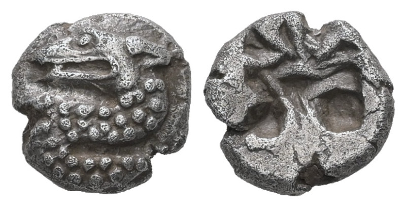 Asia Minor, Uncertain (Kindya?). AR Obol, 0.84 g. - 9.07 mm. 5th century BC.
Ob...