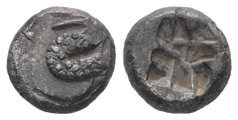 Asia Minor, Uncertain (Kindya?). AR Obol, 1.11 g. - 9.19 mm. 5th century BC.
Obv...