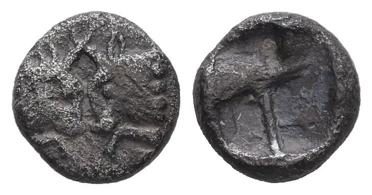 Caria, Uncertain. AR Tetartemorion, 0.20 g. - 5.61 mm. Circa 4th century BC. 
Ob...