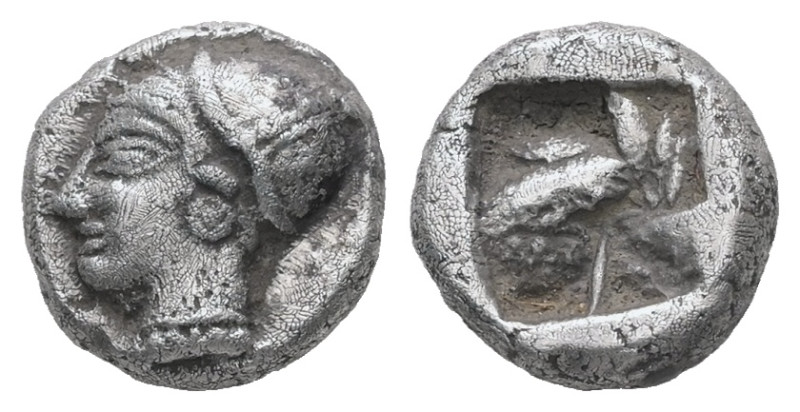 Ionia, Phokaia. AR Diobol, 1.27 g. - 9.35 mm. Circa 521-478 BC.
Obv.: Archaic fe...
